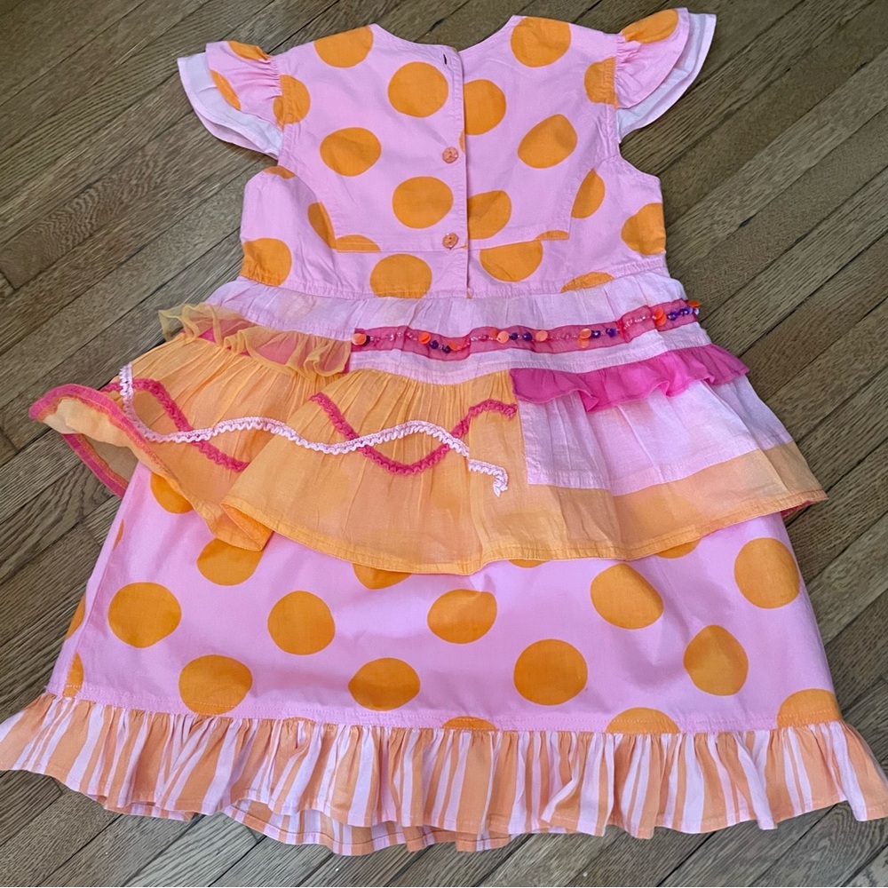 OILILY girls edgy fun dress size 10 haute couture summer euro 116 pink orange - Picture 8 of 8